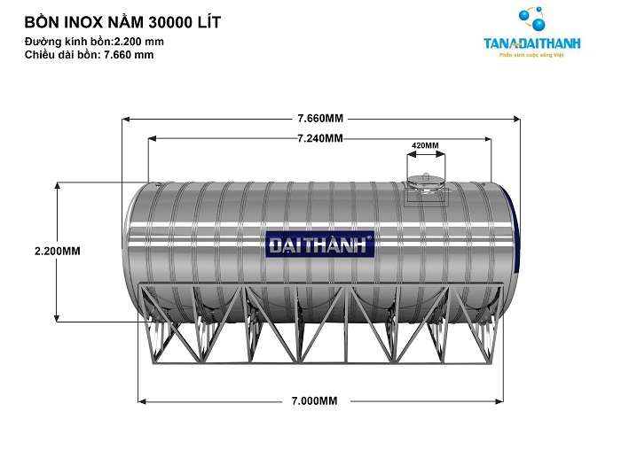 Về sản phẩm bồn nước inox công nghiệp 30.000L Ngang