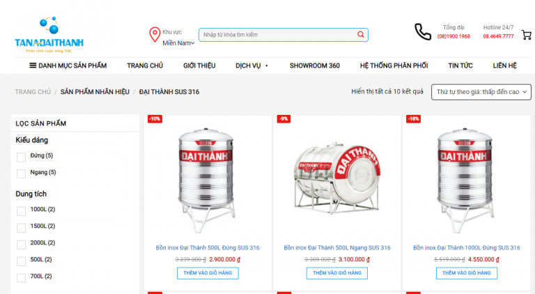 Shoptanadaithanh.vn – Đại chỉ mua bồn nước inox Đại Thành tin cậy ở khu vực quận Thủ Đức