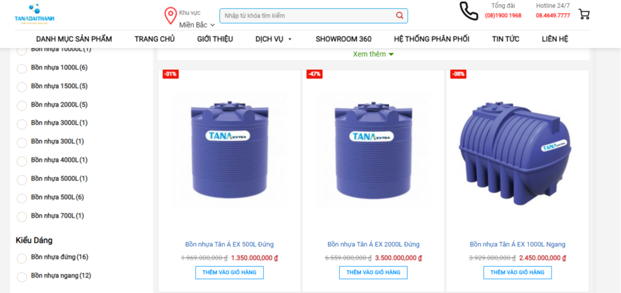 Bảng giá bồn nhựa Tân Á Đại Thành tại quận 7