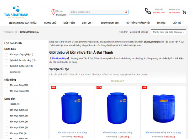 Shoptanadaithanh.vn – Cơ sở cung cấp giá bồn nhựa Tân Á Đại Thành tốt nhất