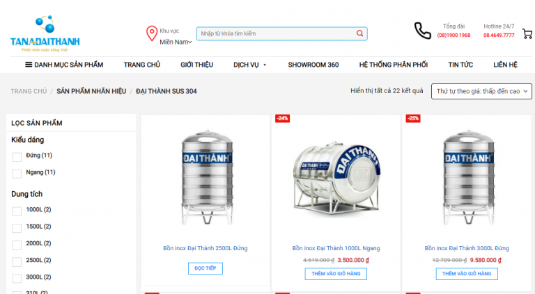 Hướng dẫn mua hàng tại đại lý bồn nước inox Đại Thành tại quận 9