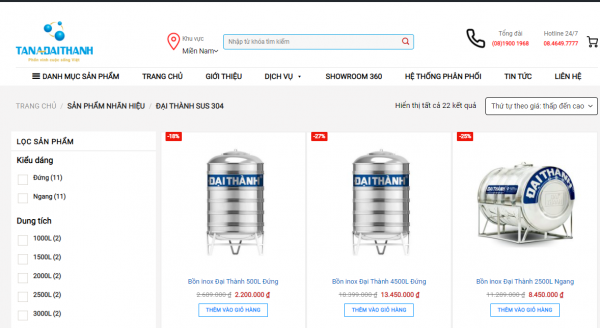 Địa chỉ mua bồn nước inox Đại Thành uy tín