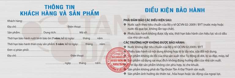 Phiếu bảo hành máy nước nóng năng lượng mặt trời là 1 dấu hiệu để biết bạn mua hàng chính hãng hay hàng giả
