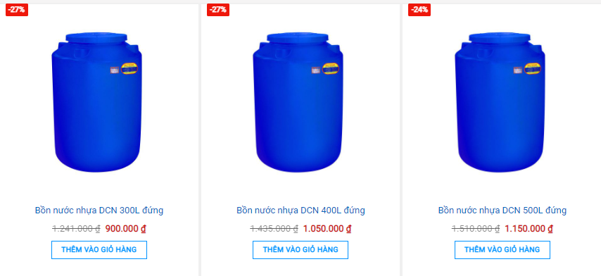 Dung tích là một yếu tố gây ảnh hưởng đến giá cả