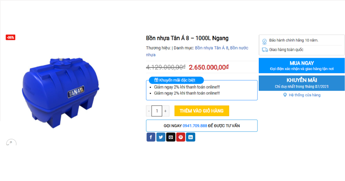 Hé lộ giá bồn nhựa Tân Á Đại Thành tại Quận Bình Tân với 5 mẫu hot nhất