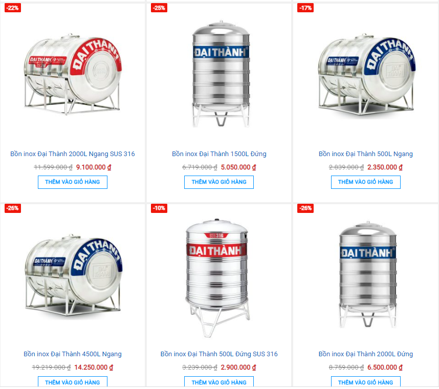 Shoptanadaithanh.vn – Địa chỉ tham khảo giá công khai bồn nước inox Đại Thành
